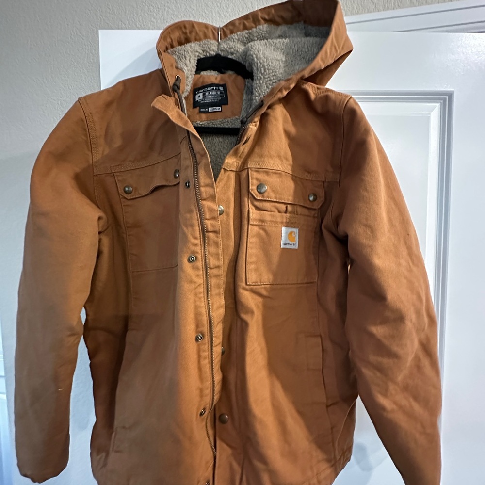 Carhartt Men's Tan Hooded Insulated Workwear Jacket